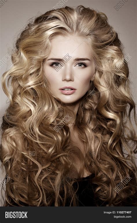 Model With Blonde Long Hair Waves Curls Hairstyle Hair