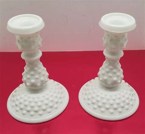 See more ideas about hobnail milk glass, milk glass, glass dishes. Vintage Fenton White Milk Glass Hobnail Candlestick Candle ...