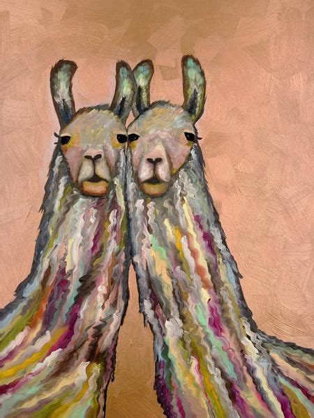 Snuggling Llamas Eli Halpin Giclée Print Oil Paintings by Eli