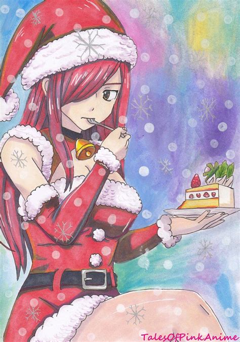 speed drawing fairy tail erza scarlet christmas by talesofpinkanime fairy tail erza scarlet