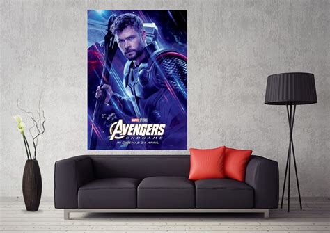 hot avengers endgame thor marvel character movie art poster canvas print wooden hanging