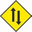 W 080 Two Way Traffic  Road Warning Signs Ireland PD