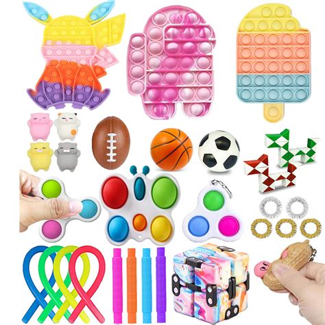 sunisery 30 pcs fidget toys pack set fidget set with simple dimple fidget toy stress relief