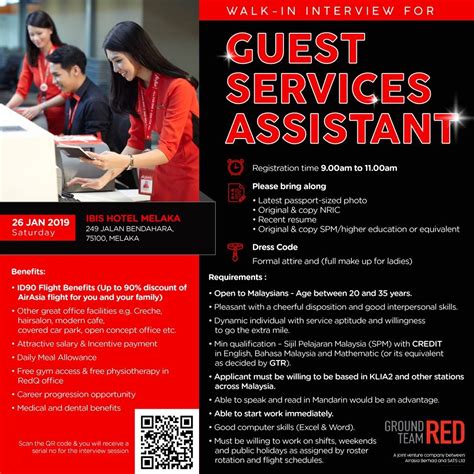 In order to excel in this industry, one must possess good communication skills, soft. AirAsia Guest Services Assistant Walk-In Interview [Melaka ...