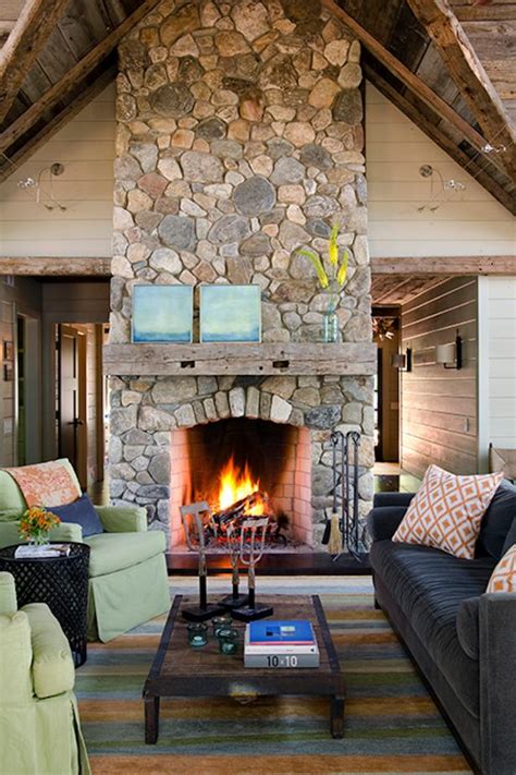 Tall Rustic Fireplace In Cozy Living Room Hgtv