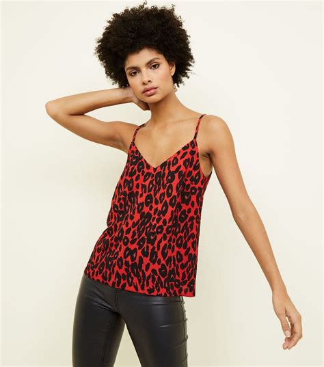 Red Leopard Print Cami Top New Look Leopard Print Cami Cami Tops