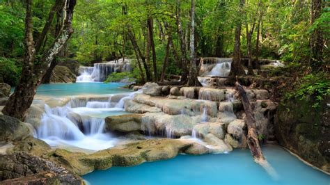 Thailand Wallpaper Waterfall River Jungle Nature