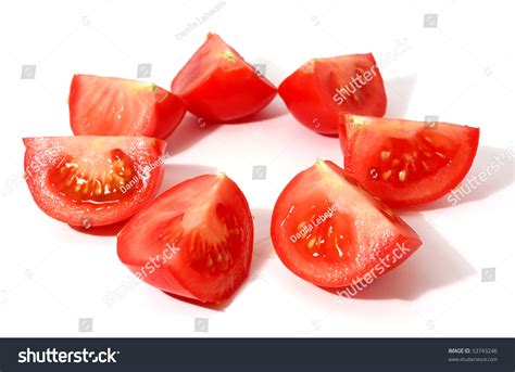 Tomato Still Life With Shadow Isolated Over White Stock