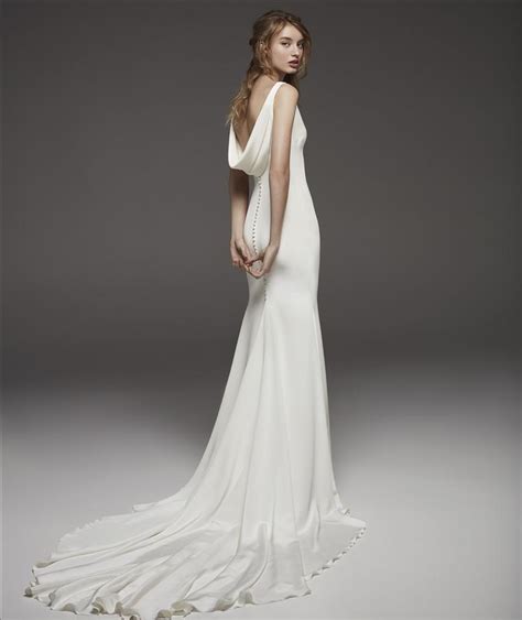 Sleeveless V Neck Simple Silk Sheath Wedding Dress Kleinfeld Bridal