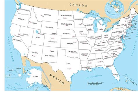 Usa Map With States And Capital City