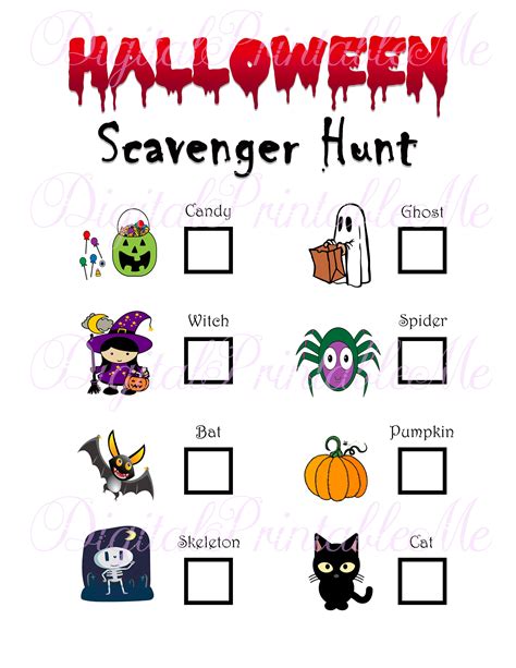 Halloween Scavenger Hunt Printable Kids Activity Backyard Game