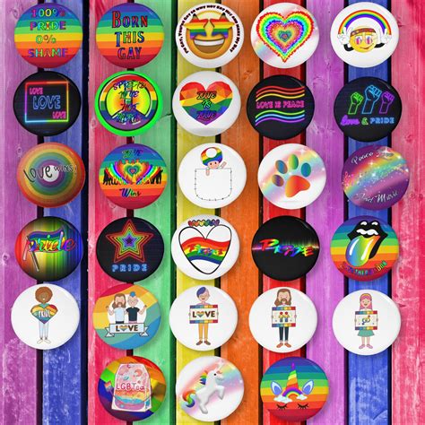 Pride Buttons Lgbtqia Buttons Rainbow Pride Pin Pack Etsy