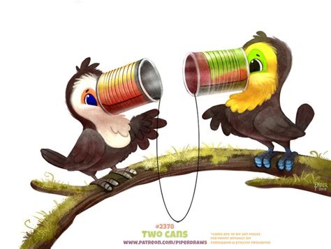 Daily Paint 2378 Two Cans Piper Thibodeau Cute Animal Drawings