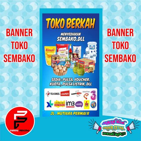 Jual Banner Spanduk Backdrop Toko Warung Sembako Ukuran 80 X 100 Cm