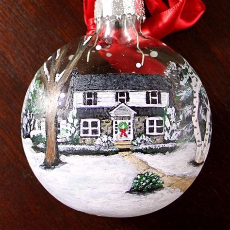 Custom House Ornament With Landscape Personalized Hand Painted From