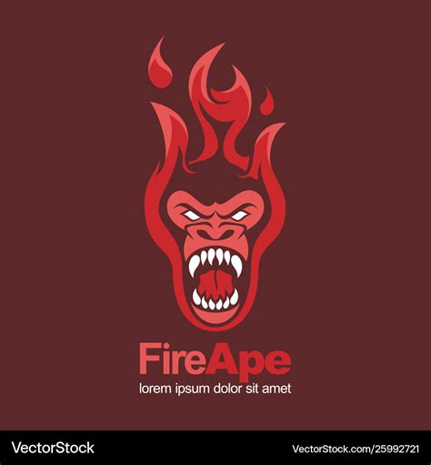 Fire Red Hot Ape Monkey Angry Mascot Logo Vector Image
