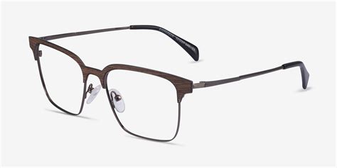 evergreen browline gunmetal and wood frame eyeglasses eyebuydirect