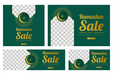 Ramadan Simple Green And Gold Banner Template Set Download Free