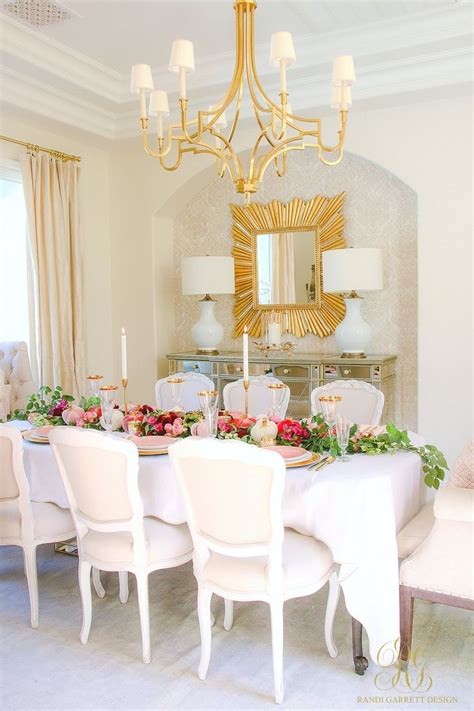 Living & co indiana dining table. Elegant Pink and Gold Thanksgiving Table - Randi Garrett Design | Gold dining room, Gold ...