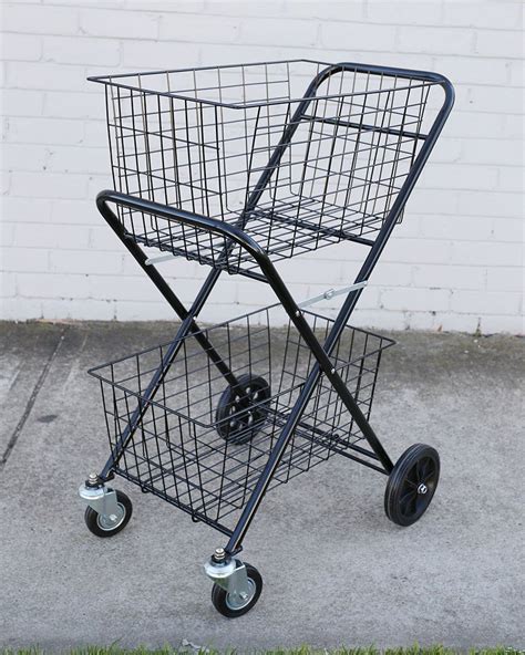 Shopping Trolley Double Basket Swivel Wheel Collapsible Shop Cart 2