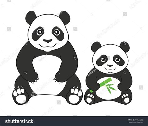 Two Pandas Isolated On White Background Stock Vector Royalty Free