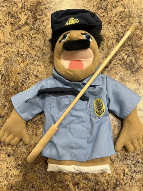 Melissa Doug Police Officer Puppet Detachable Wooden Rod For Animated