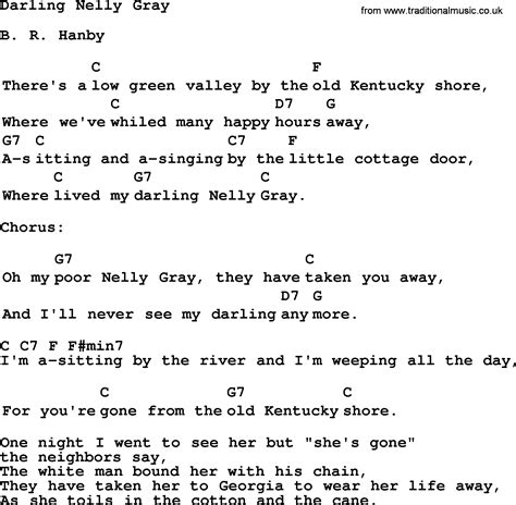 Top 1000 Folk And Old Time Songs Collection Darling Nelly Gray Lyrics With Chords And Pdf