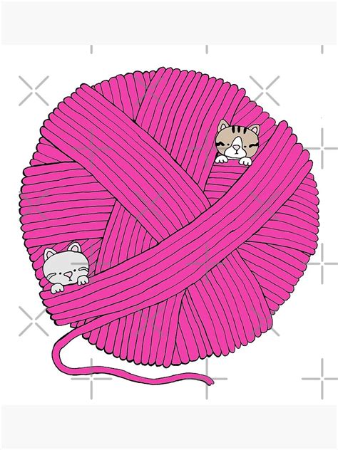 Kitty And Hannah Yarn Ball Pink Poster For Sale By Mochinumnums