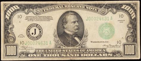 1934 1000 One Thousand Dollars Federal Reserve Note Pristine Auction