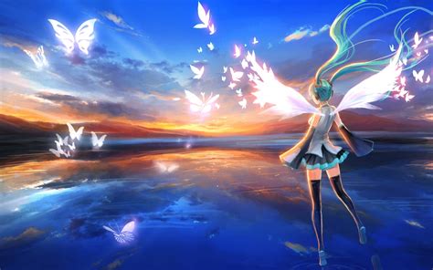 Free Download Beautiful Anime Girl And Butterfly