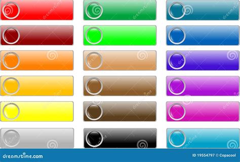 Glossy Empty Web Buttons Colored Set Stock Vector Illustration Of