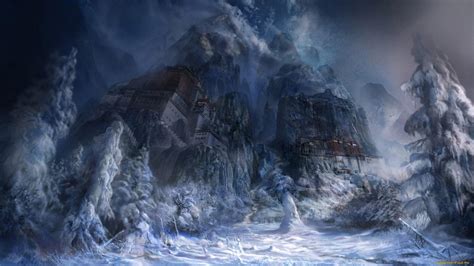 🥇 Mountains Winter Snow Dark Fantasy Art Wallpaper 68306