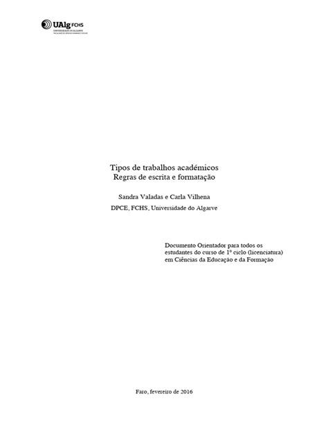 Tipos De Trabalhos Academicos Pdf Science Abstract Resumo