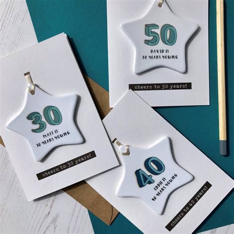 Milestone Birthday Card With Ceramic Star Keepsake By Hendog Designs