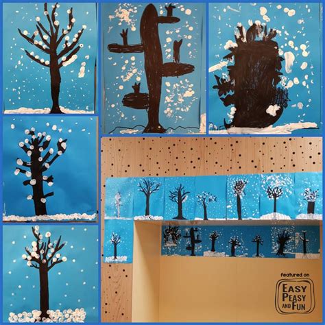 Winter Tree Finger Painting Quick Art Project For Kids Easy Peasy