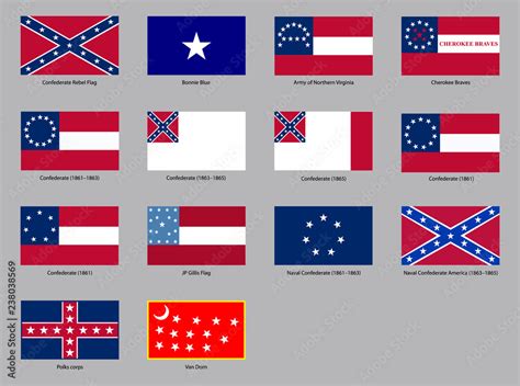 historic flags of the confederate states of america stock vector adobe stock