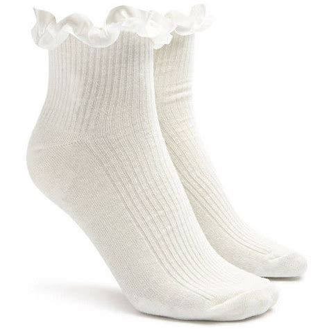 Forever Ruffle Crew Socks Liked On Polyvore Featuring Intimates Hosiery Socks White