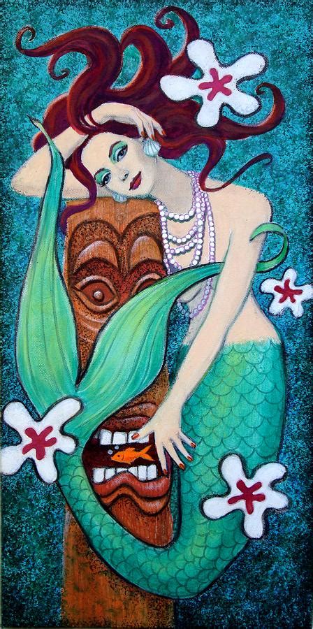 Mermaids Tiki God Painting By Sue Halstenberg Pixels