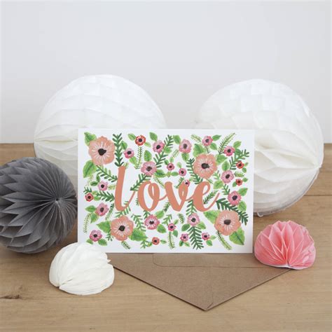 Floral Love Greeting Card By Little Paisley Designs