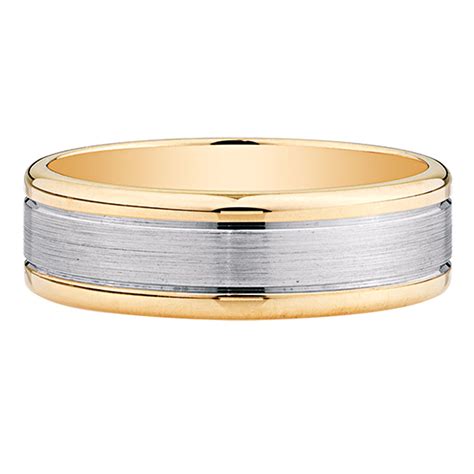 Mens Wedding Band In 10ct Yellow And White Gold