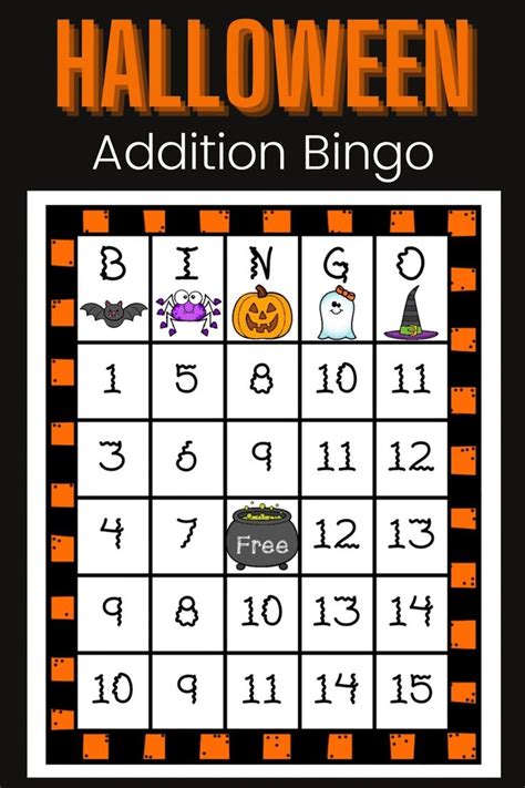 Halloween Math Activities Addition Bingo Halloween Math Game Sums To