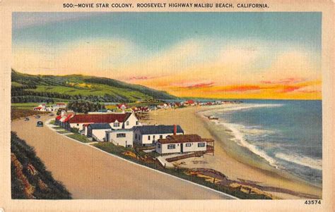 Malibu Beach California Roosevelt Highway Movie Star Colony Postcard J Mary L Martin Ltd