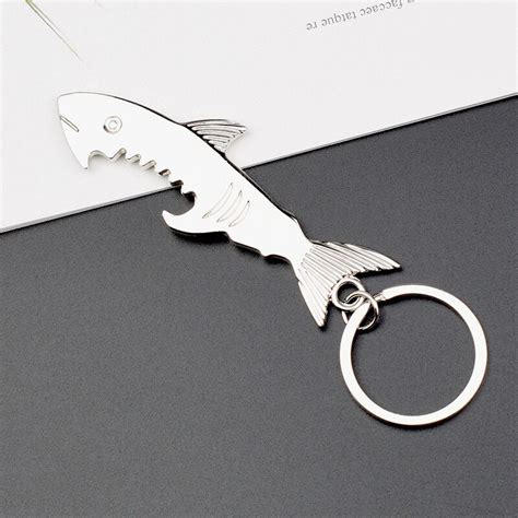 Multifunctional Creative Zinc Alloy Metal Bottle Opener Keychain Shark