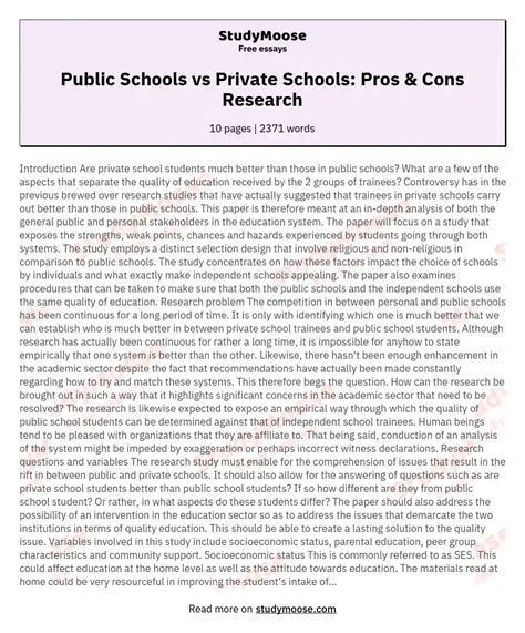 Compare And Contrast Essay Public Vs Private School