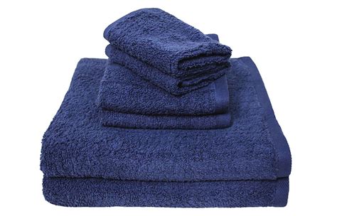 100 Cotton Bath Towels Lightweight And Absorbant 6 Pieces Pilot Blue