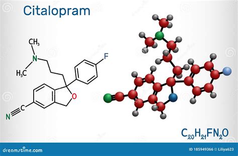 Citalopram C20h21fn2o Molecule It Is Antidepressant Selective