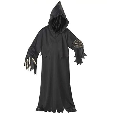 Men Halloween Horror Hooded Grim Reaper Robe Aduts Mens Fancy Dress
