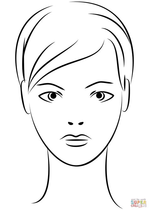 Young Woman Face Coloring Page Free Printable Coloring Pages