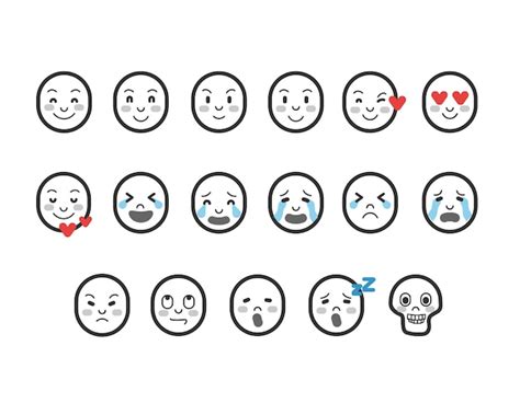 Premium Vector Emoticons Outline Emoji Faces Emoticon Funny Smile