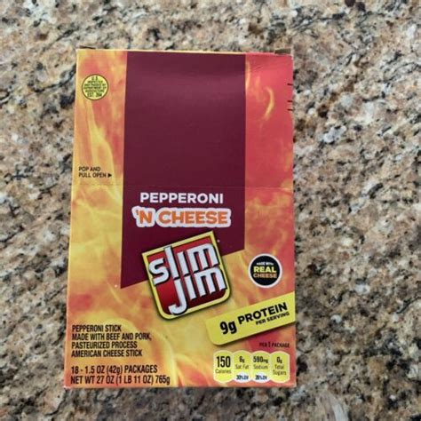 slim jim pepperoni and cheese meat sticks 1 5 oz 18 per box 1 16 2024exp ebay